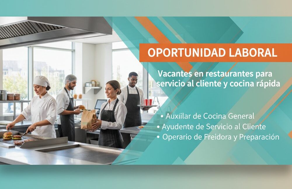 Vacantes en restaurantes para servicio al cliente y cocina rápida